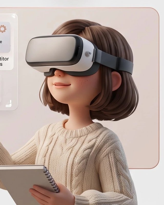 The original Dora exploring the design through her headset